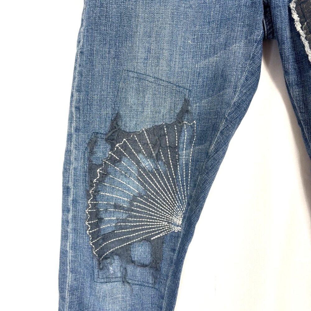 Pilcro & The Letterpress Hyphen Capri Jeans Size‎ 27 Upcycled Patchwork Festival - Picture 10 of 11